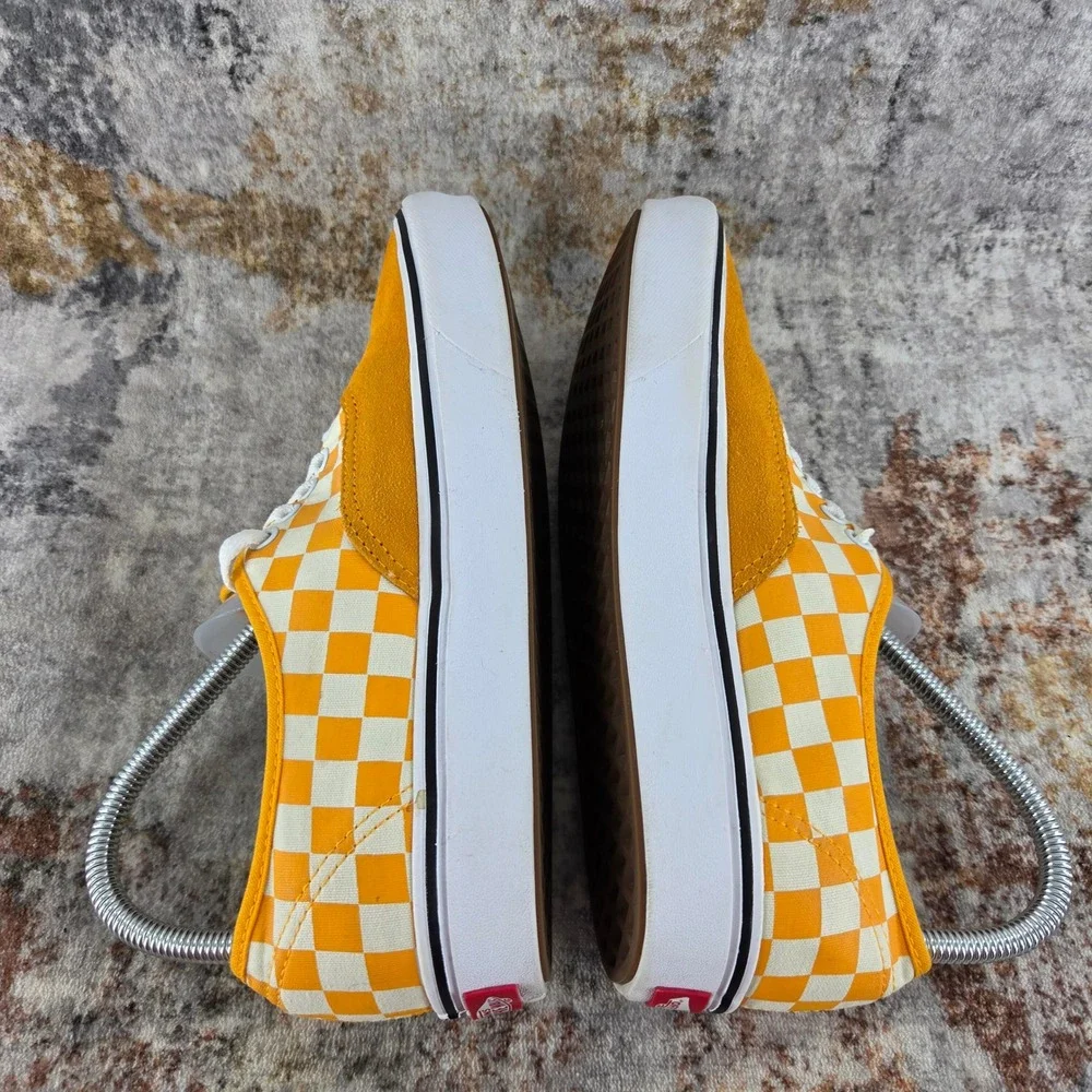 Vans ComfyCush Sneakers 7.5 Orange Yellow Checkerboard Zinnia Suede Skate Shoes
